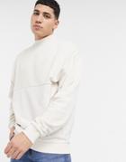 Asos Dark Future Oversized Sweatshirt In Beige With Nylon Panel-neutral