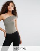 Asos Tall Top With One Shoulder Strap Detail - Green