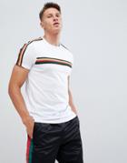 Asos Design T-shirt With Shoulder And Chest Taping In White - White