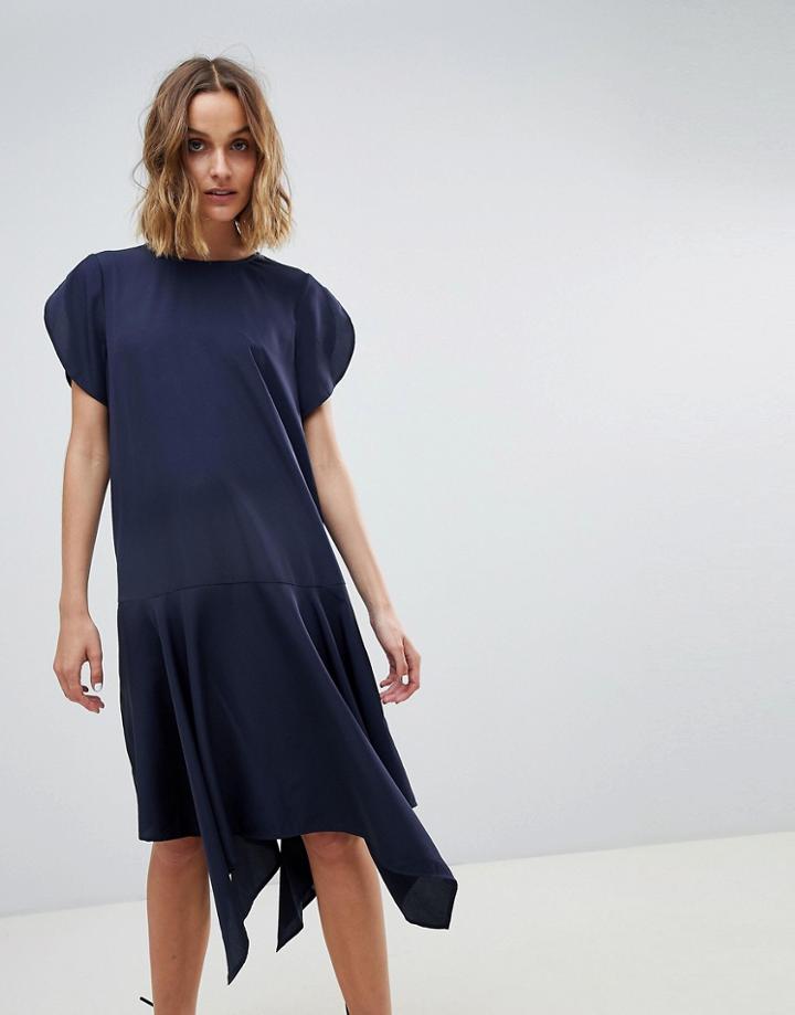 Vero Moda Hanky Hem Smock Dress - Navy