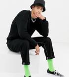 Collusion Tall Chunky Fisherman Rib Sweater With Crew Neck - Black