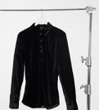 Asos Design Tall Skinny Fit Velvet Shirt In Black