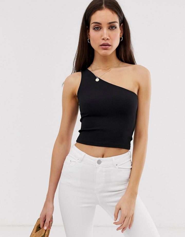 Stradivarius Asymmetric Sleeveless Top In Black