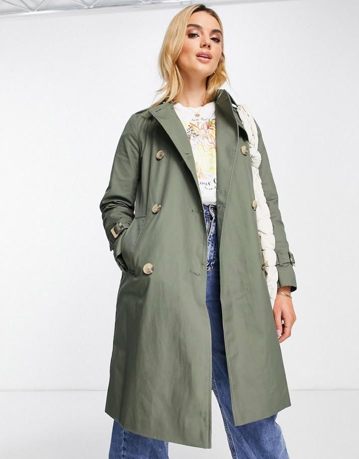 Mango Trench Coat In Dark Green