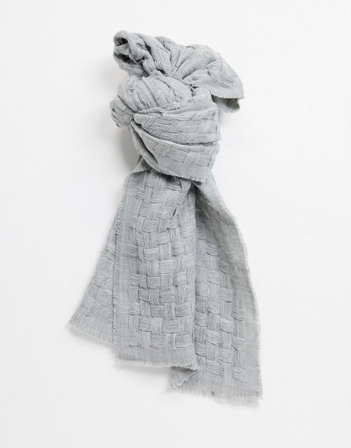 Asos Design Weave Scarf With Raw Edge In Gray-grey