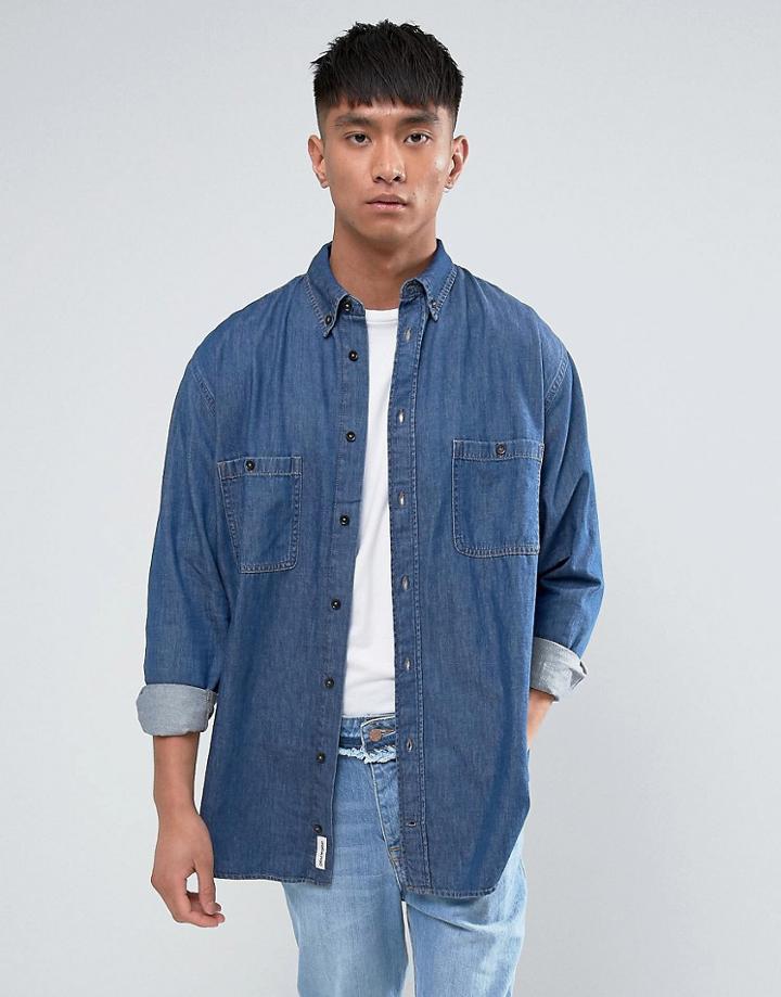 Cheap Monday Conduct Denim Shirt Mid Blue - Blue