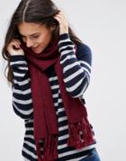 Alice Hannah Woven Stitch Knit Scarf - Red