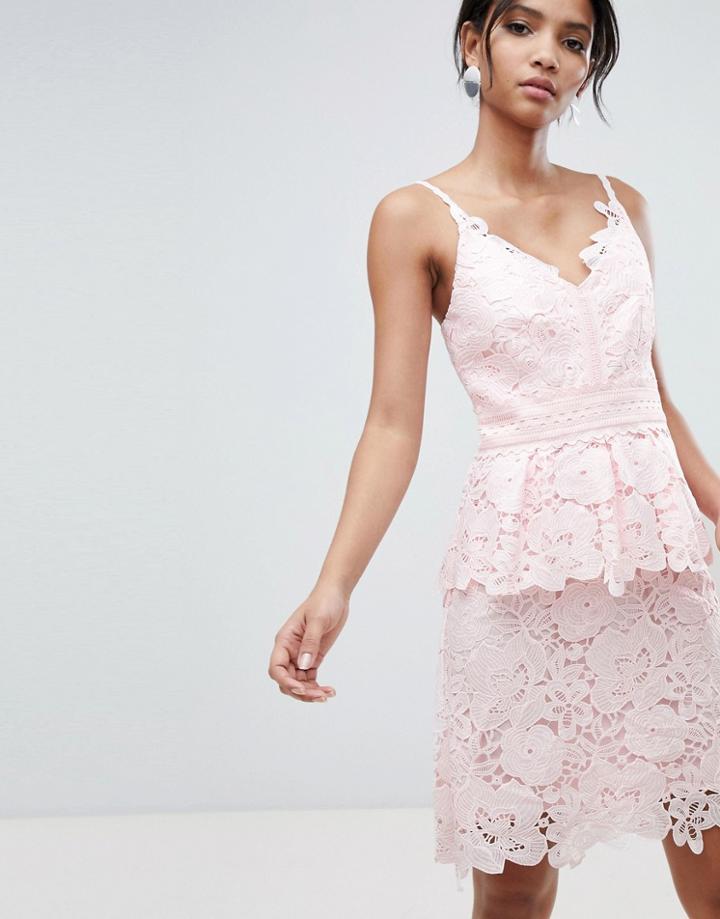 Ted Baker Lace Peplum Dress - Pink