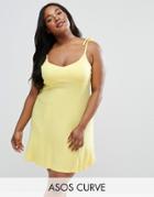 Asos Curve Cami Swing Sundress With Tie Straps - Yellow