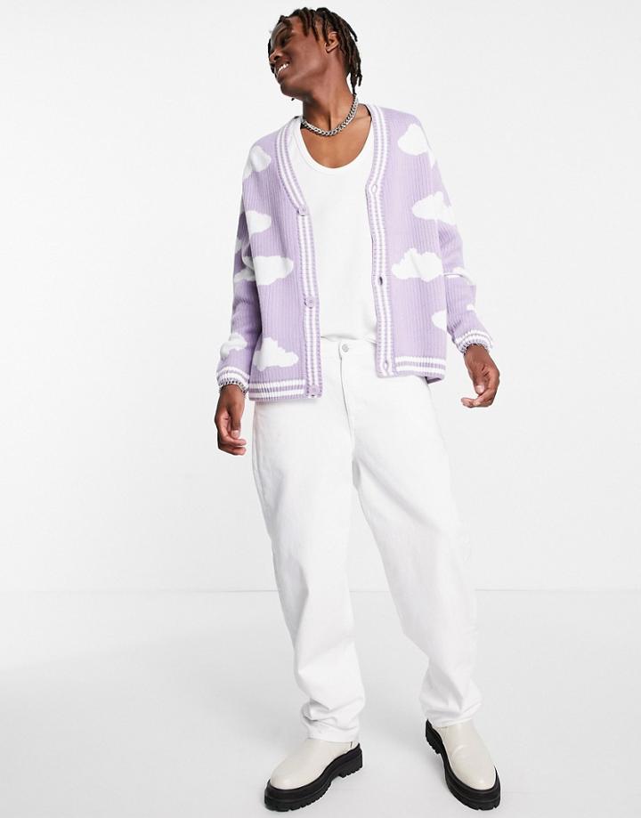 Asos Design Knitted Cloud Cardigan In Lilac-purple