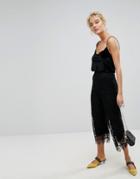 Stradivarius All Over Lace Culotte Pants - Black
