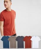 Asos Design T-shirt With Crew Neck 5 Pack Save - Multi