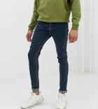 Asos Design Tall Super Skinny Jean In Vintage Greencast - Blue