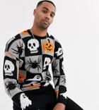 Asos Design Tall Halloween Sweater With Over Cartoon Design