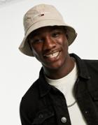 Tommy Jeans Bucket Hat With Logo In Tan-brown