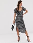 Finders Keepers Picnic Check Midi Dress-black