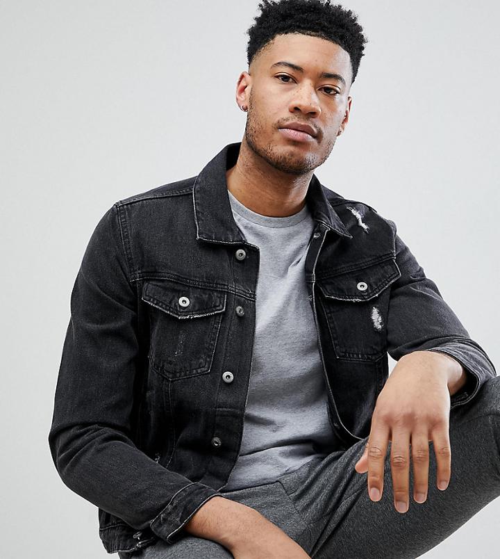 D-struct Tall Denim Jacket - Black