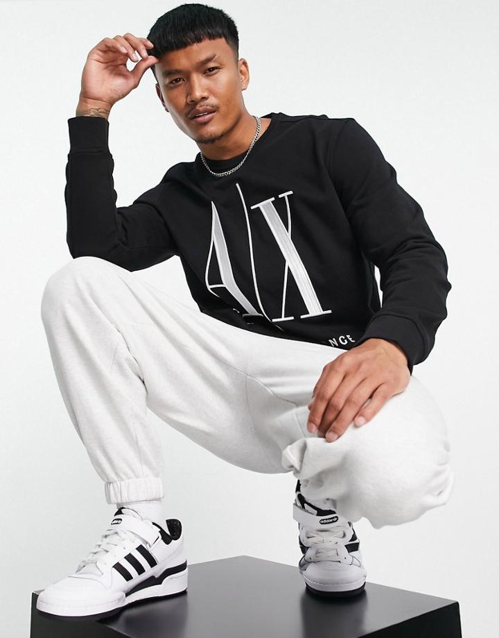 Armani Exchange Icon Crew Neck Sweatshirt In Black