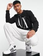 Armani Exchange Icon Crew Neck Sweatshirt In Black