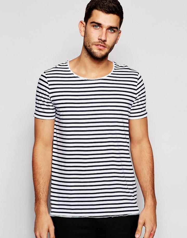 Hugo By Hugo Boss T-shirt With Breton Stripe - White