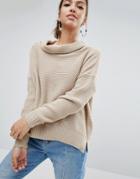 Daisy Street Oversized Cowl Neck Sweater - Cream