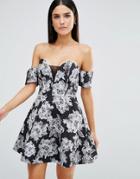 Stylestalker Ballerina Blue Dress - Black Floral
