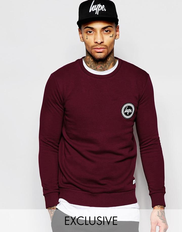 Hype Sweatshirt With Crest Logo - Burg