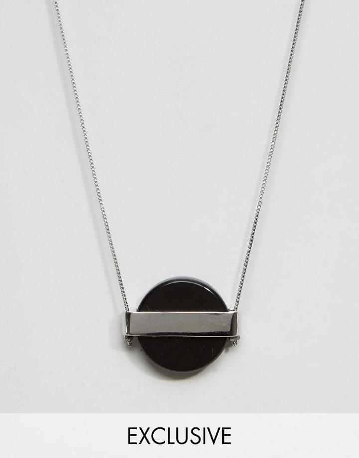 Designb London Circle Stone Pendant Necklace In Silver - Silver