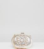 True Decadence Round Box Clutch Bag With Embellishment - Gold