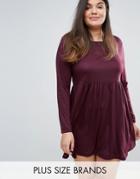 Brave Soul Plus Jersey Skater Dress - Purple