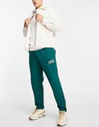 Asos Design Oversized Sweatpants In Green With Piping And Text Embroidery - Part Of A Set-black