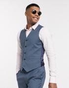 Asos Design Wedding Slim Suit Suit Vest In Teal-blues