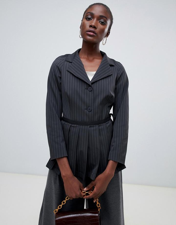Finery Cardington Pinstripe Tailored Blazer-black
