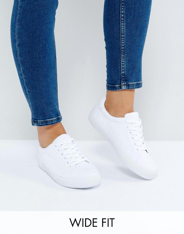 Asos Devlin Wide Fit Lace Up Sneakers - White