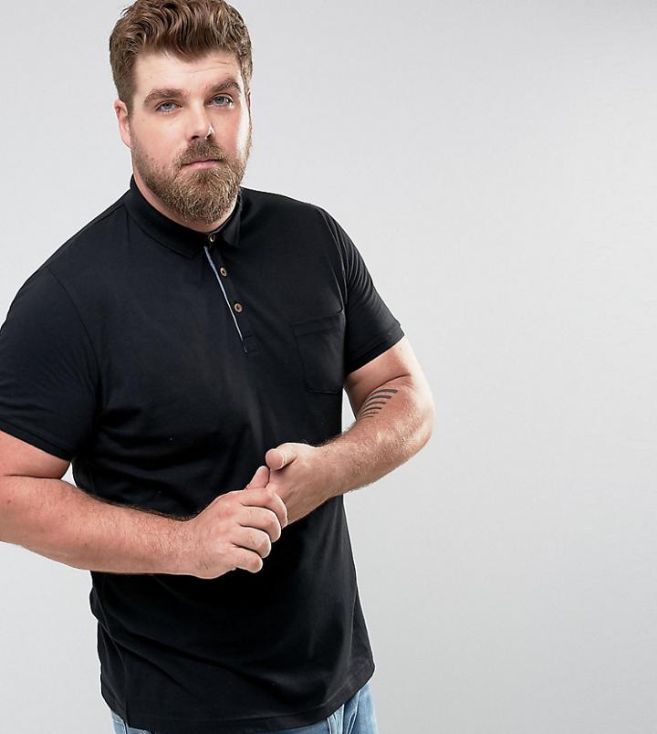 Brave Soul Plus Short Sleeve Polo With Pocket - Black