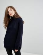Gestuz Cadence Mohair Wool Blend Turtleneck Sweater - Navy