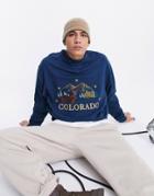 Asos Design Oversized Sweatshirt In Navy With Vintage Colorado City Embroidery