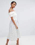 Vesper Off Shoulder Prom Dress In Metallic Jacquard - White
