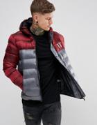 11 Degrees Puffer Jacket In Gray With Burgundy Panel - Gray
