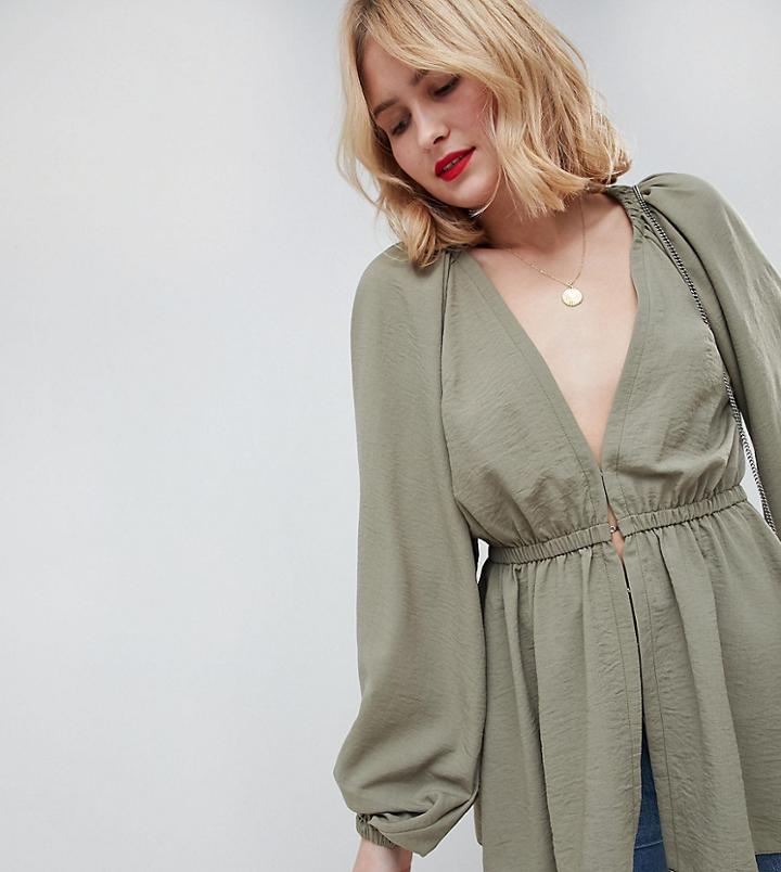 Asos Design Tall Plunge Kimono Top - Blue