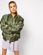 Asos Reclaimed Vintage Flying Bomber Jacket With Applique - Khaki