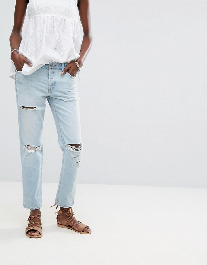 Abercrombie & Fitch Destroyed Boyfriend Jean - Blue