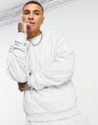 Asos Design Oversized Sweatshirt With Ruched Sleeve In White - Part Of A Set