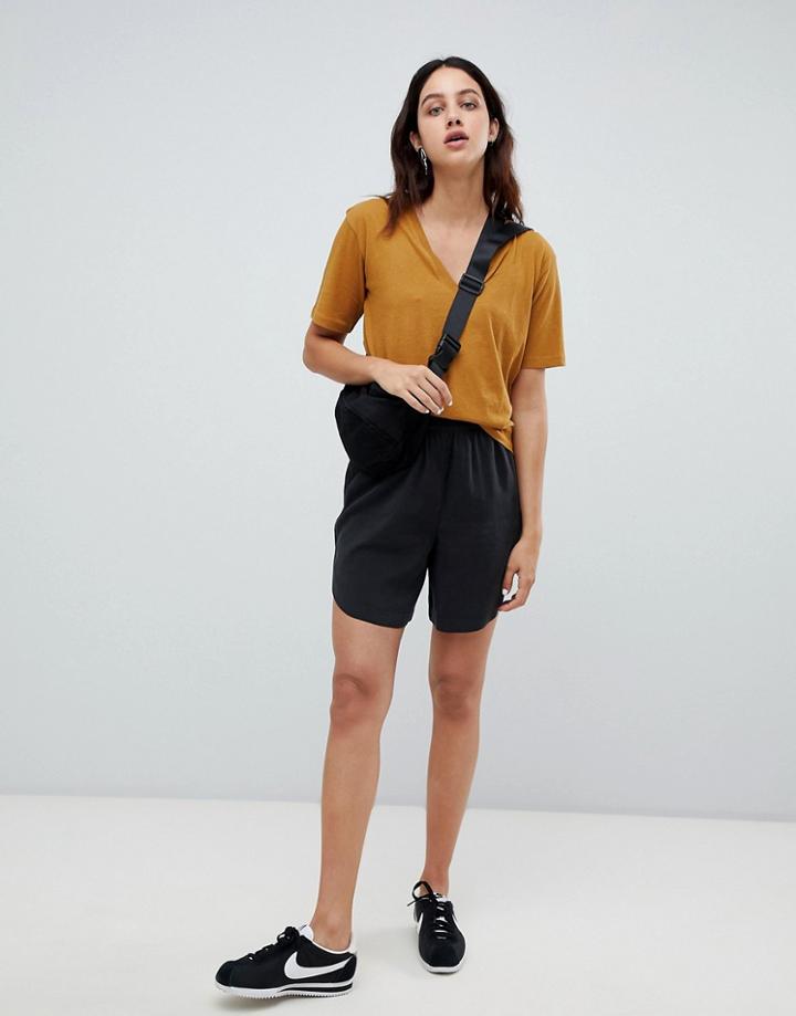 Weekday Peach Feel Shorts In Black - Black