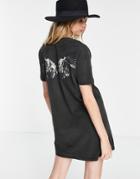 Allsaints X Asos Exclusive Wing T-shirt Dress In Black