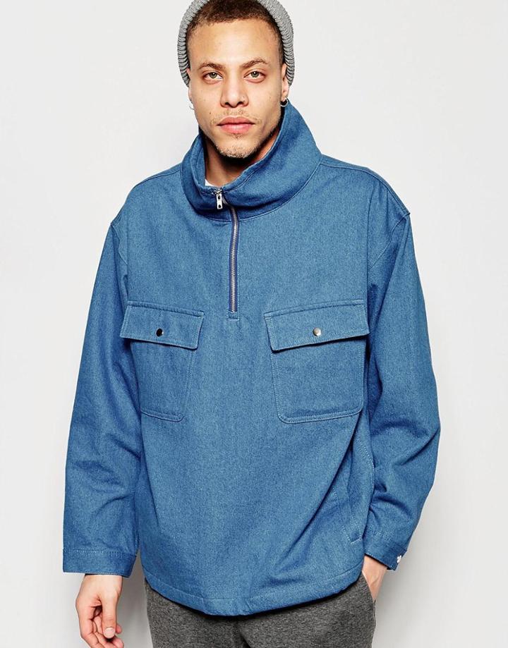 Asos Denim Overhead Jacket - Blue