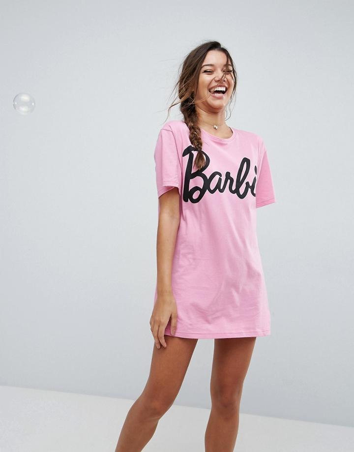 Asos Barbie Logo Sleep Tee - Pink