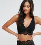 Asos Fuller Bust Exclusive Premium Lace Applique Crop Bikini Top Dd-f - Black