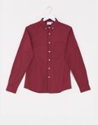 Asos Design Slim Fit Organic Oxford Shirt In Burgundy-red