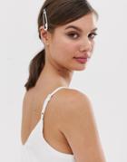 Asos Design Hair Clip In Safety Pin Shape In Silver Tone - Silver